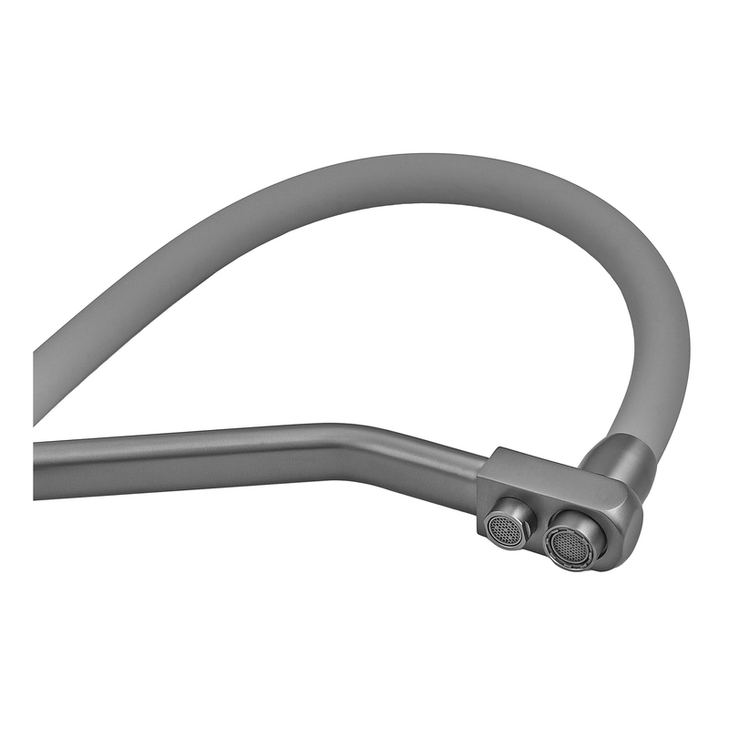 Смеситель для кухни с силиконовым изливом Zerix FUL-021 Graphite Refl.Gray из нерж. стали SUS304 с выходом для пит.воды (ZX6000)