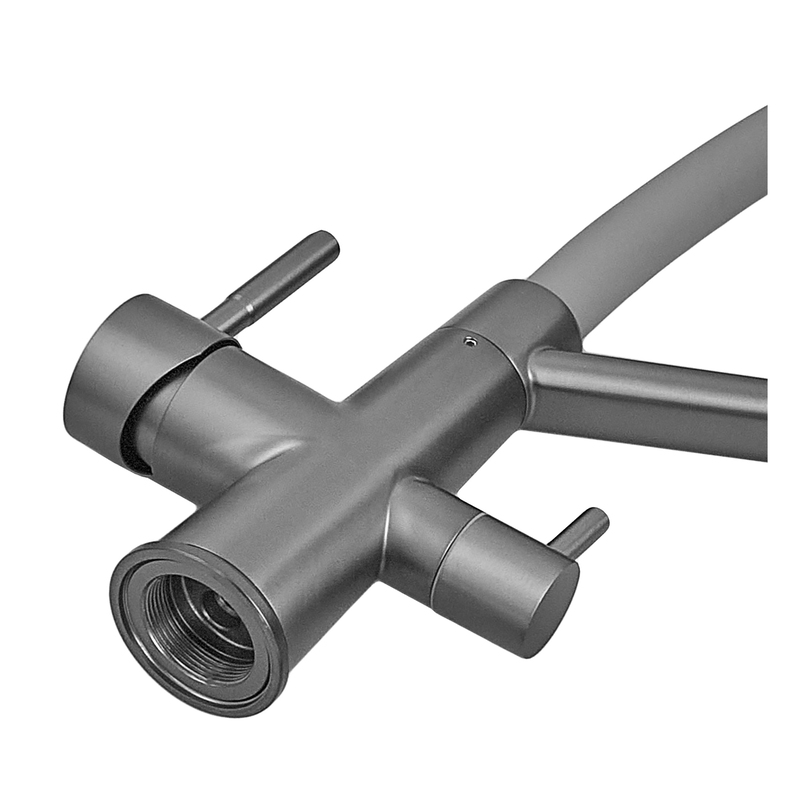 Смеситель для кухни с силиконовым изливом Zerix FUL-021 Graphite Refl.Gray из нерж. стали SUS304 с выходом для пит.воды (ZX6000)