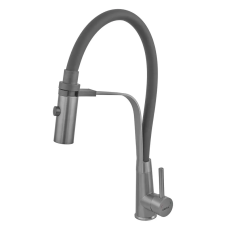 Смеситель для кухни с силиконовым изливом Zerix MAG-017 Graphite Refl.Black из нерж. стали SUS304 (изл.черный) (ZX6002)
