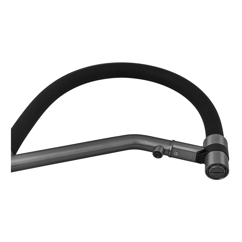 Смеситель для кухни с силиконовым изливом Zerix MAG-021 Graphite Refl.Black из нерж. стали SUS304 с выходом для пит.воды (ZX6005)