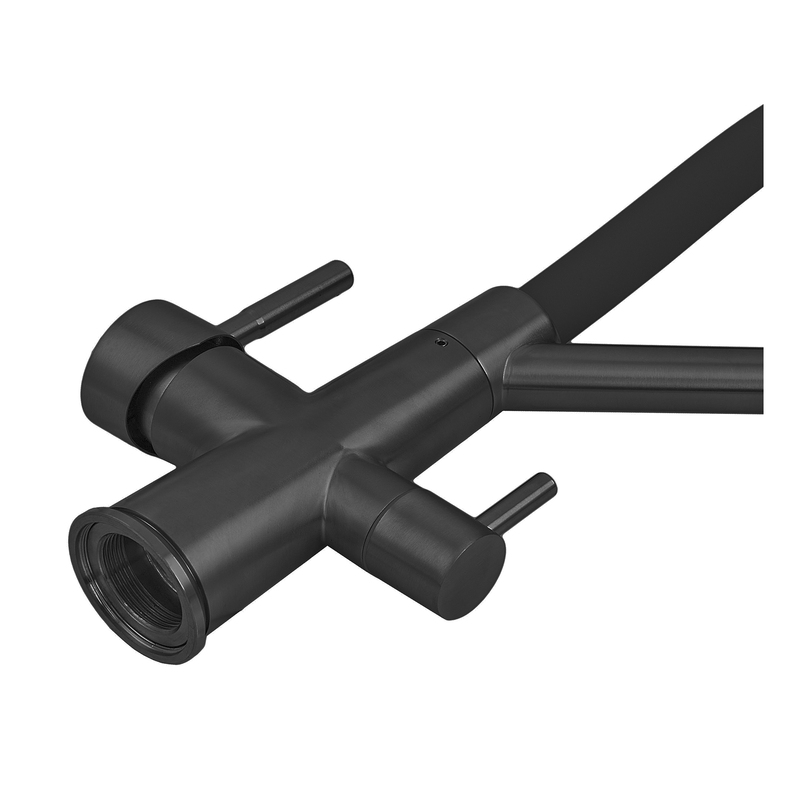 Смеситель для кухни с силиконовым изливом Zerix MAG-021 Black Refl.Black из нерж. стали SUS304 с выходом для пит.воды (ZX6006)