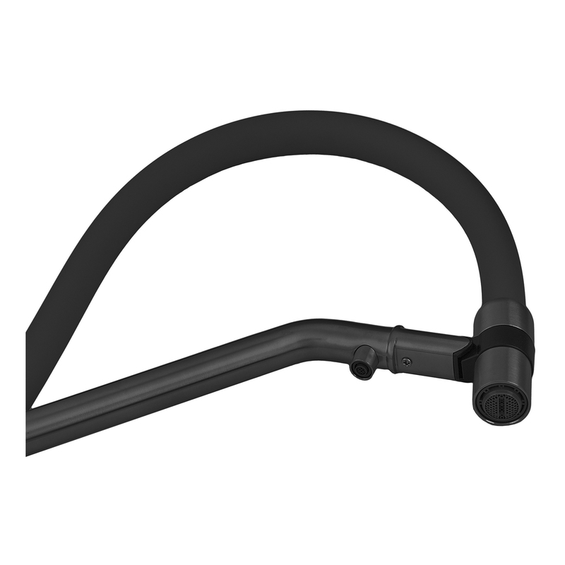 Смеситель для кухни с силиконовым изливом Zerix MAG-021 Black Refl.Black из нерж. стали SUS304 с выходом для пит.воды (ZX6006)