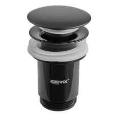 Донный клапан для раковины Zerix BV-01 BLACK 1 1/4'' с переливом автоматический СLICK-СLACK (Цвет черный) (ZX6016)