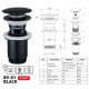 Донный клапан для раковины Zerix BV-01 BLACK 1 1/4'' с переливом автоматический СLICK-СLACK (Цвет черный) (ZX6016)