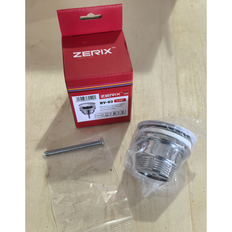 Донный клапан для раковины Zerix BV-03 1 1/4'' универсальный (с/без перл) СLICK-СLACK (Цвет хром) (ZX6019)