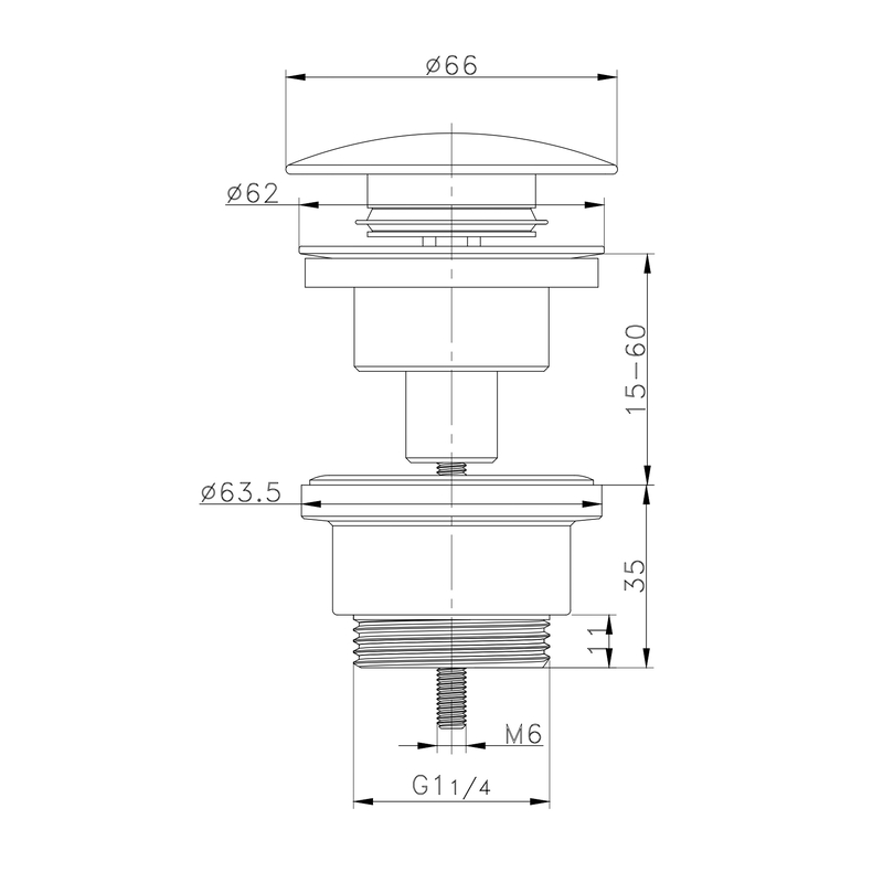Донный клапан для раковины Zerix BV-03 1 1/4'' универсальный (с/без перл) СLICK-СLACK (Цвет хром) (ZX6019)