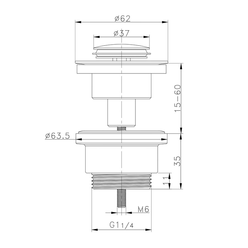 Донный клапан для раковины Zerix BV-04 1 1/4'' универсальный (с/без перл) СLICK-СLACK (Цвет хром) (ZX6021)