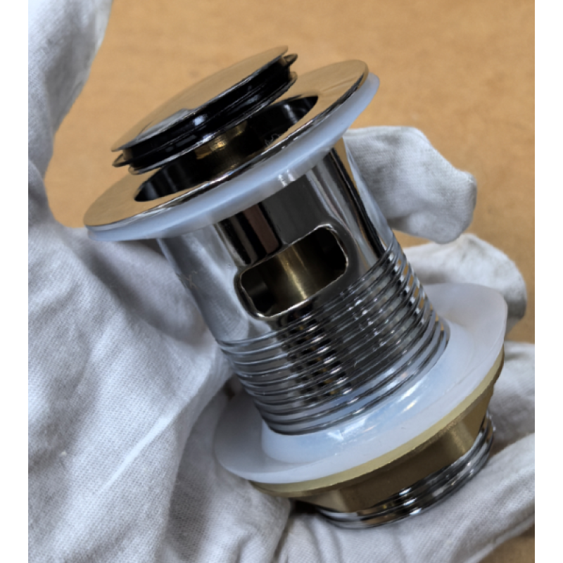 Донный клапан для раковины Zerix BV-05 1 1/4'' с переливом автоматический СLICK-СLACK (Цвет хром) (ZX6022)