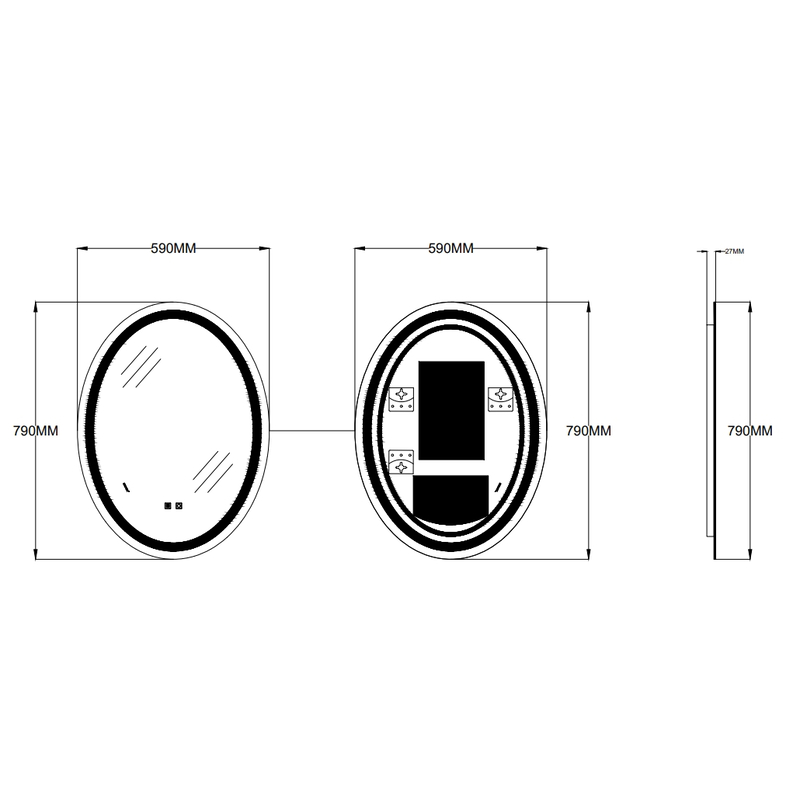 Зеркало Zerix Fusion MV01-60x80-REVERSE с LED Touch, Anti-fog, димером, регулятором яркости (ZX6068)