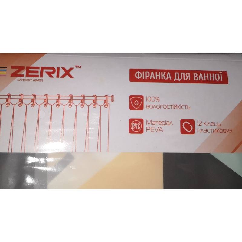 Шторка для ванной Zerix SCP-007-180x200 из PEVA (полиэтиленвинилацетата) (Узор 