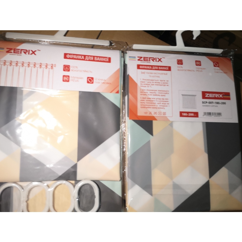 Шторка для ванной Zerix SCP-007-180x200 из PEVA (полиэтиленвинилацетата) (Узор 
