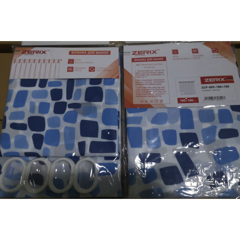 Шторка для ванной Zerix SCP-009-180x180 из PEVA (полиэтиленвинилацетата) (Узор 