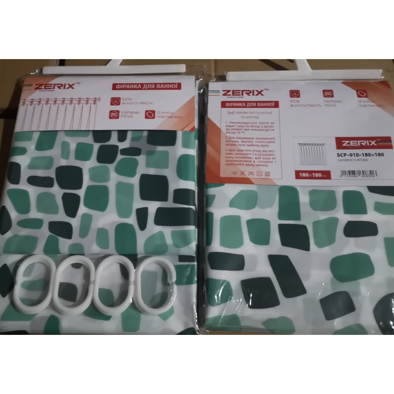 Шторка для ванной Zerix SCP-010-180x180 из PEVA (полиэтиленвинилацетата) (Узор 