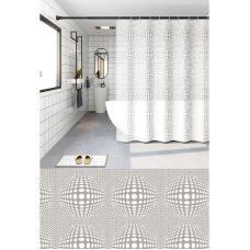Шторка для ванной Zerix SCP-021-180x180 из PEVA (полиэтиленвинилацетата) (Цвет белый 3-Д) (ZX6094)