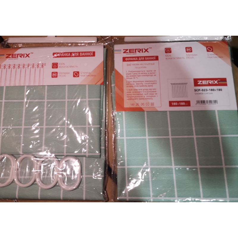 Шторка для ванной Zerix SCP-023-180x180 из PEVA (полиэтиленвинилацетата) (Узор 