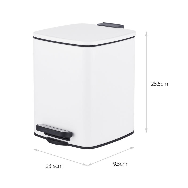 Мусорное ведро с плавным закрытием квадратное Zerix Kubix-TC0106 White 6 л (цвет белый) (ZX6109)