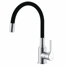 Смеситель для кухни Zerix Rex-011 Chrome Refl.Black из нерж. стали (Цвет хром+силик.излив черный) (ZX6127)