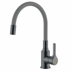 Смеситель для кухни Zerix Rex-011 Graphite Refl.Grey из нерж.стали (Цвет графит+силик.излив серый) (ZX6130)