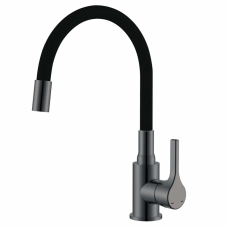 Смеситель для кухни Zerix Rex-011 Graphite Refl.Black из нерж.стали (Цвет графит+силик.излив черный) (ZX6131)