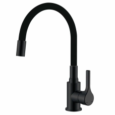 Смеситель для кухни Zerix Rex-011 Black Refl.Black из нерж.стали (Цвет черный+силик.излив черный) (ZX6132)