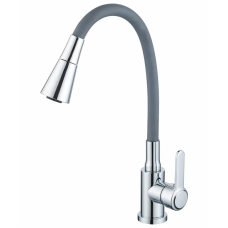 Смеситель для кухни Zerix Eza-011-T Chrome Refl.Grey (цвет хром+силик.излив серый) (ZX6143)