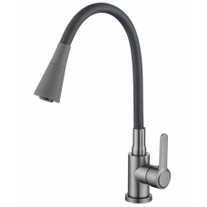Смеситель для кухни Zerix Eza-011-T Graphite Refl.Black (цвет графит+силик.излив черный) (ZX6145)