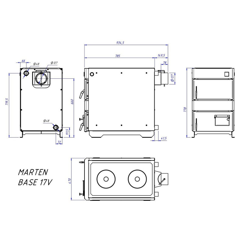 Котел твердопаливний Marten Base MB-17v 000002099