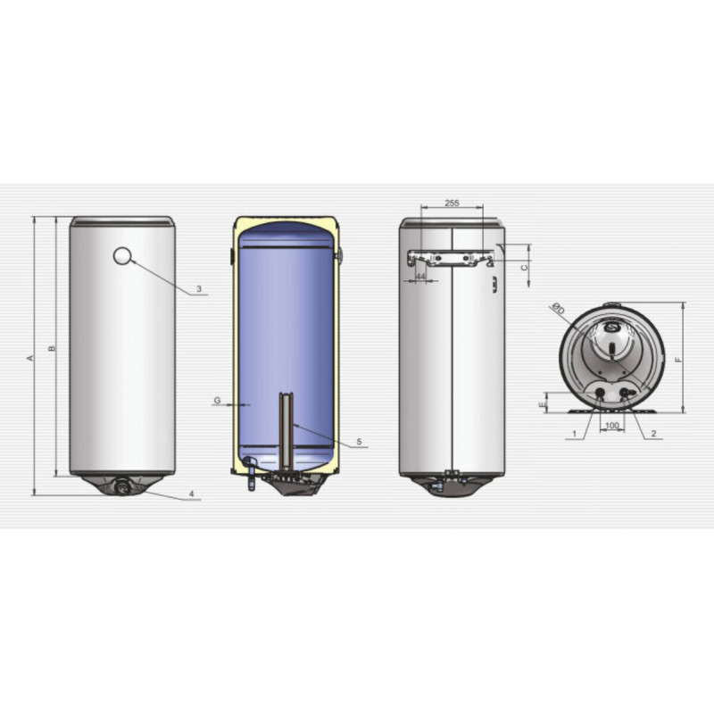 Eldom Водонагрівач (бойлер) електричний 80 л. Style DRY 80 2x1.0 kW 72265WD