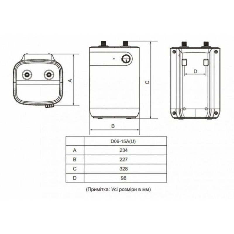 MIDEA Водонагрівач (бойлер) D06-15A(U) 5 л 000003888