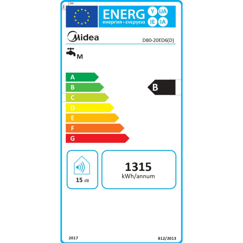 MIDEA Водонагрівач (бойлер) електричний 80 л. PRIME Wi-Fi D80-20ED6 (D) 000003975