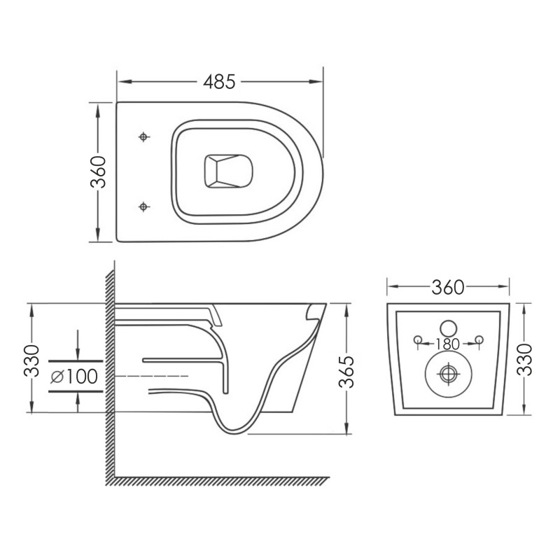 DOBRY унітаз підвісний c06822200 (48,5 * 36 * 36,5 см, twist, сидіння duroplast)