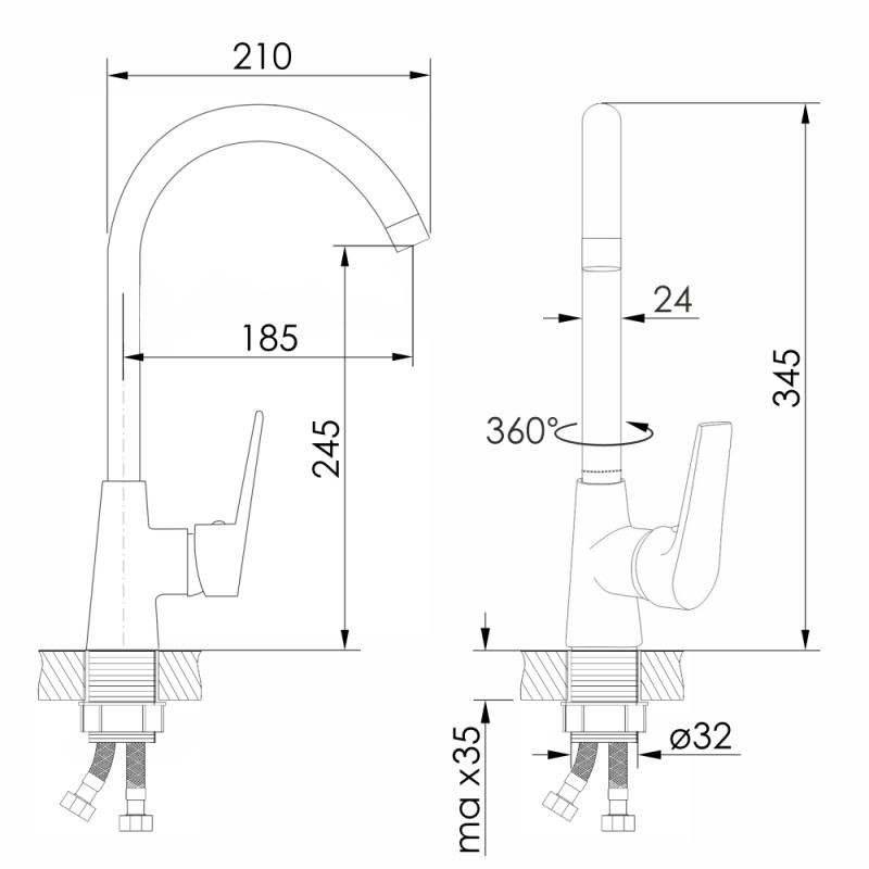 IMPRESE Змішувач для кухні Krasa (f03408601AA) (f03408601AA)