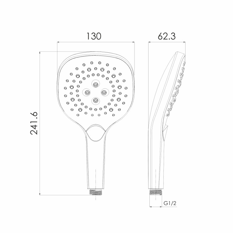 IMPRESE Душ ручний SPR370Q, 130 мм, 3 режими, кнопковий перемикач, хром, (f03600101DQ)