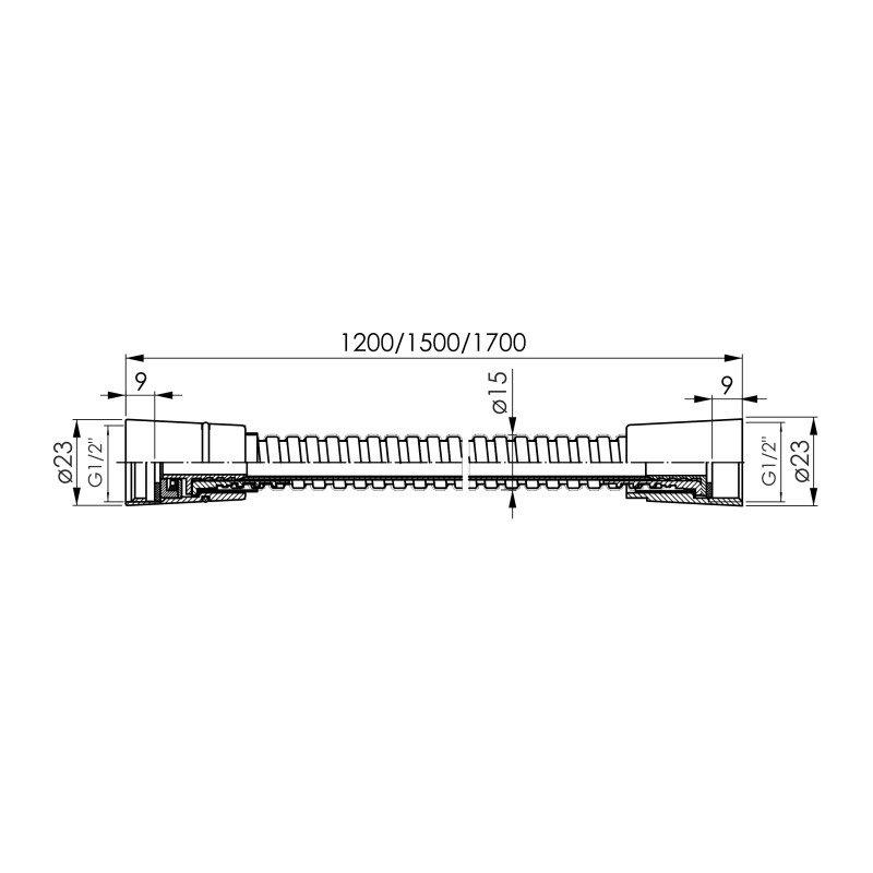 IMPRESE Шланг для душа, SS, 1200 мм, anti-twist, чорний матовий, (f03600110SD)