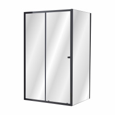 VALTICE New душова кабіна прямокутна 120*80*190см, розсувні двері, профіль чорний мат, скло прозоре