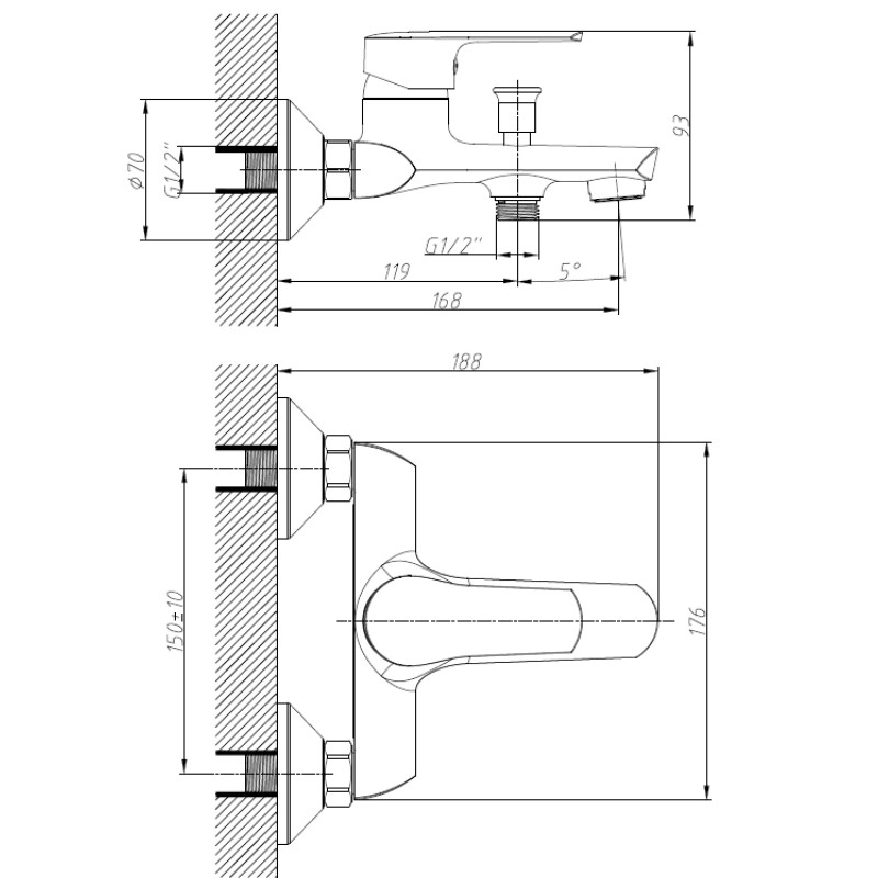 IMPRESE KIT 21081 набір змішувачів (3 в 1), змішувач для умивальника, змішувач для ванни, душовий гарнітур, (kit21081)