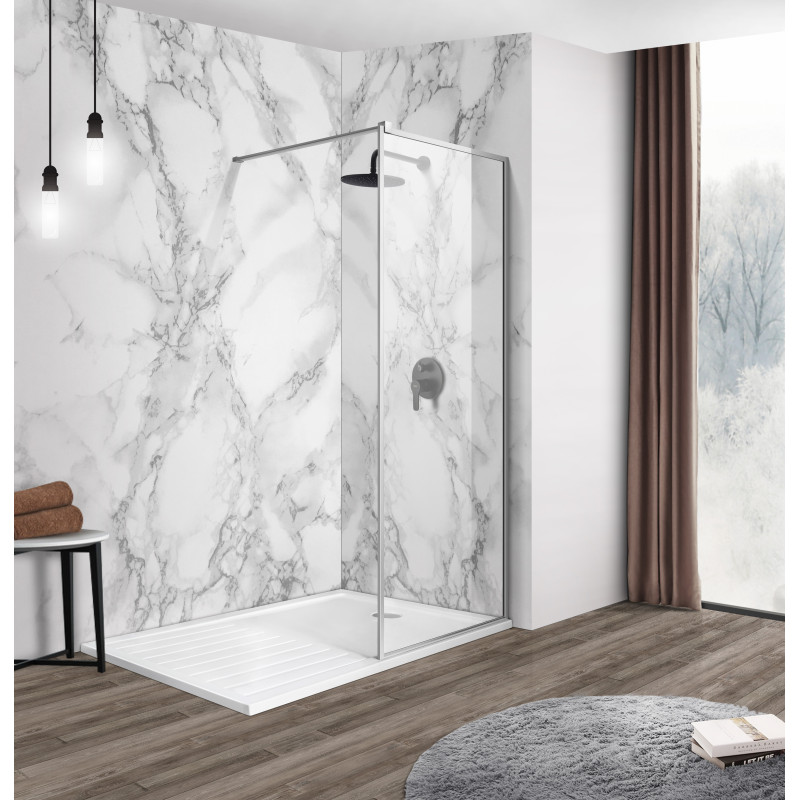 IMPRESE душевая стенка WALK-IN с профилем и держателем, 100*200см, хром, стекло прозрачное, (s09110001TR)