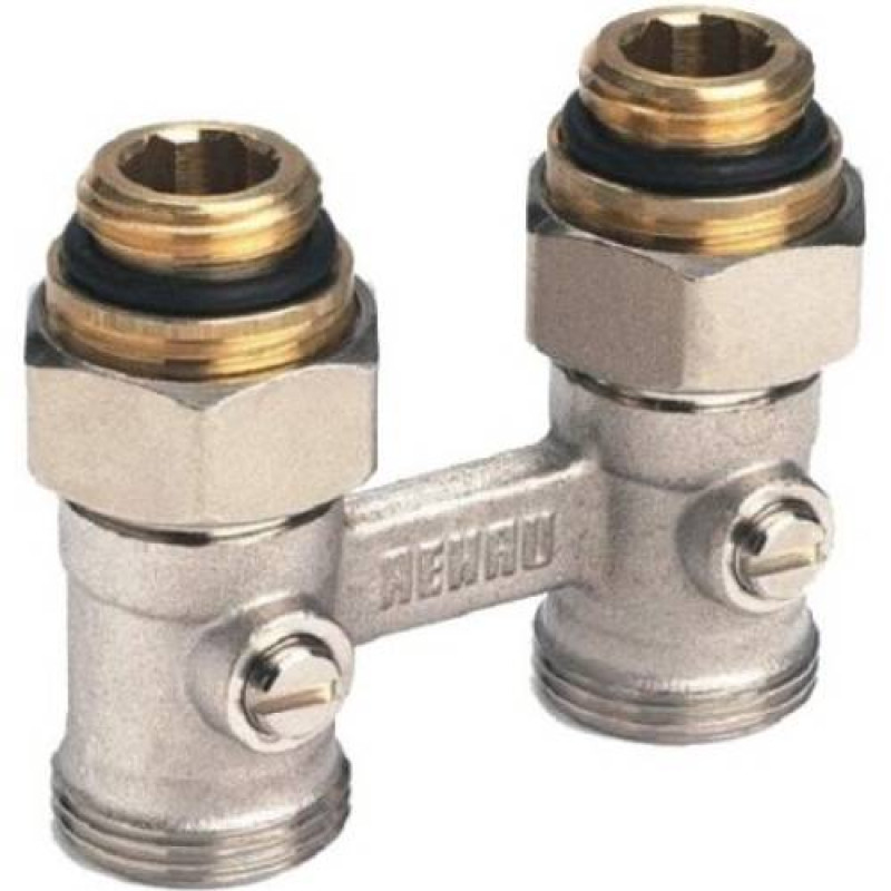 REHAU Блок шаровых кранов с соединительным ниппелем Прямой G 1/2" x G 3/4" (240727001)