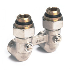 REHAU Блок шаровых кранов с соединительным ниппелем Угловой G 1/2" x G 3/4" (240737001)