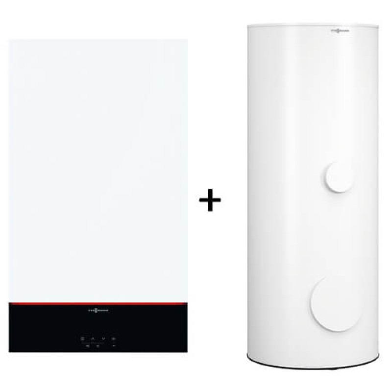 Viessmann Пакетна пропозиція котел Vitodens 100 B1HF 32 кВт з бойлером Vitocell 200л, датчиком та димоходом (Z023197)