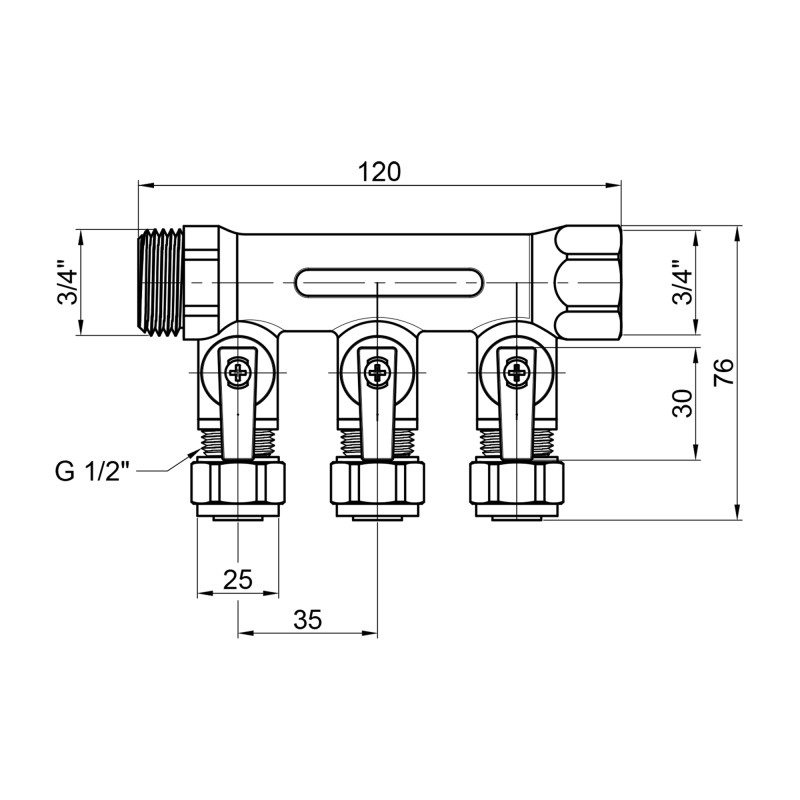 Колектор для теплої підлоги SD Plus 3/4" 3 виходи (SD231W3)