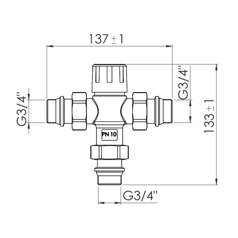 SD Forte Термозмішувальний клапан 3/4" (SF010W20)