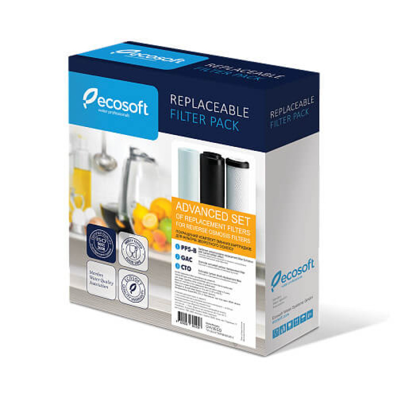 ECOSOFT Покращений комплект картриджів 1-2-3 для фільтрів зворотного осмосу (CHV3ECO)
