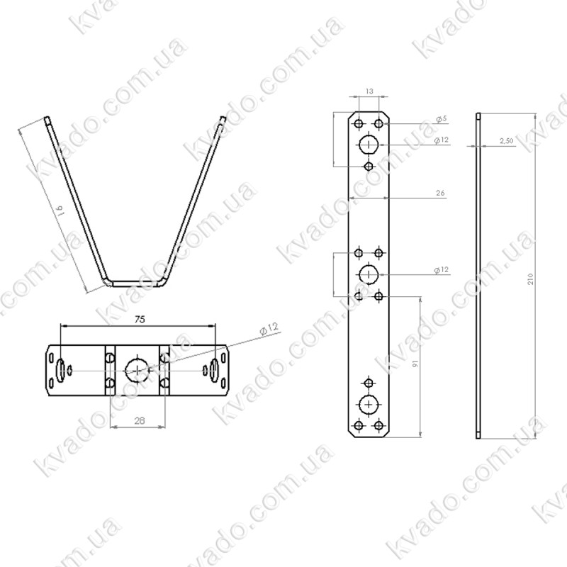 KVADO Підвіска-трапеція для монтажу до профнастилу