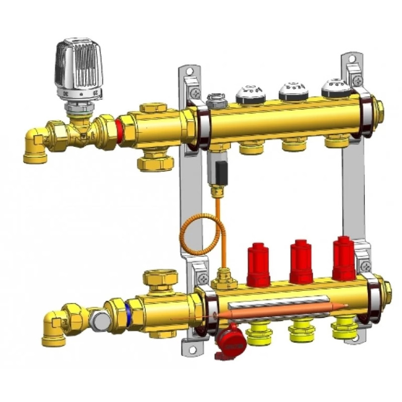 Модуль управления для пола, подключение снизу. HERZ COMPACTFLOOR light SK, (4 вывода), 3/4 3F53374