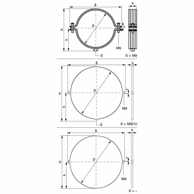 Walraven Хомут для вентиляційних труб BIS Aero® D160 мм M8 215x175x1,25 мм 4115160