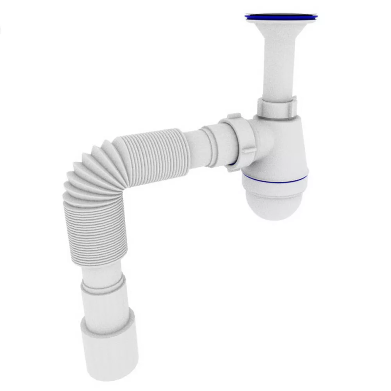 Kronoplast Сифон для умивальника 1/4 з литим випуском і гнучкою трубою Ø40х40/50 (SТ12000043)