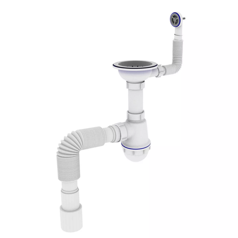 Kronoplast Сифон для кухонної мийки з гнучким круглим переливом Ø40х40/50 (SM27010243)