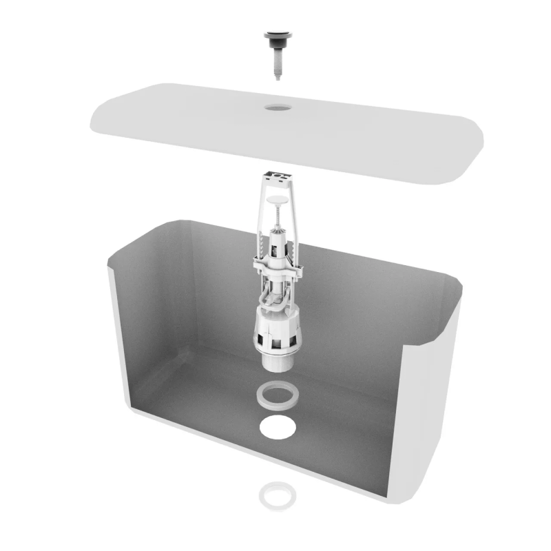 Kronoplast Зливний механізм бачка унітазу одним режимом зливу, кнопка хром (BD1R0410)