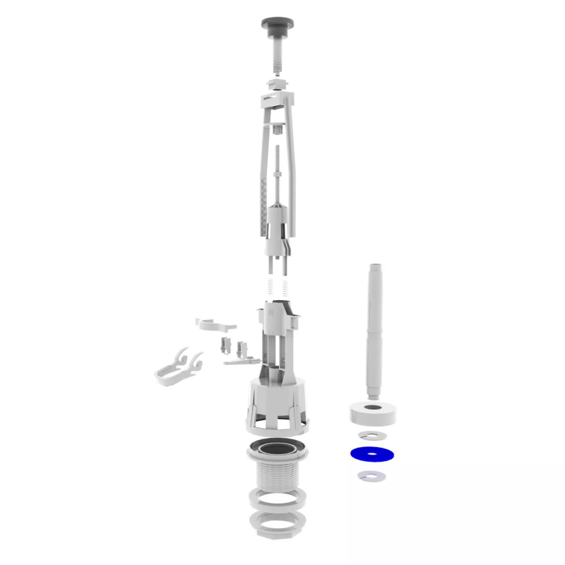 Kronoplast Зливний механізм бачка унітазу одним режимом зливу, кнопка хром (BD1R0410)